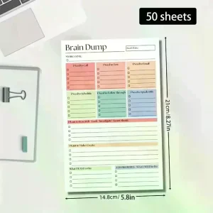 50/150 Sheets Undated Minimalist Journal Brain Dump Notebook Dump A5 to Do List Task Manager for Project Planning Self
