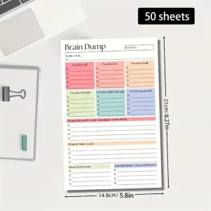 【50/150Sheets Undated Minimalist Journal Brain Dump Notebook A5 To-Do List Task Manager Project Planning Self-Organization】