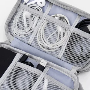 Portable Tech Organizer: USB Cable & Power Bank Storage Bag with Earphone Compartment - Travel Electronic Accessory Case
