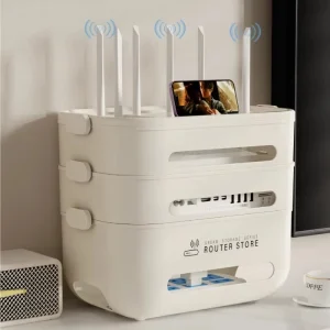 Multi-Function WiFi Router Storage Box Home TV Set-Top Box Organizer with Cable And Wire Management Solution - Home Theater Cabl